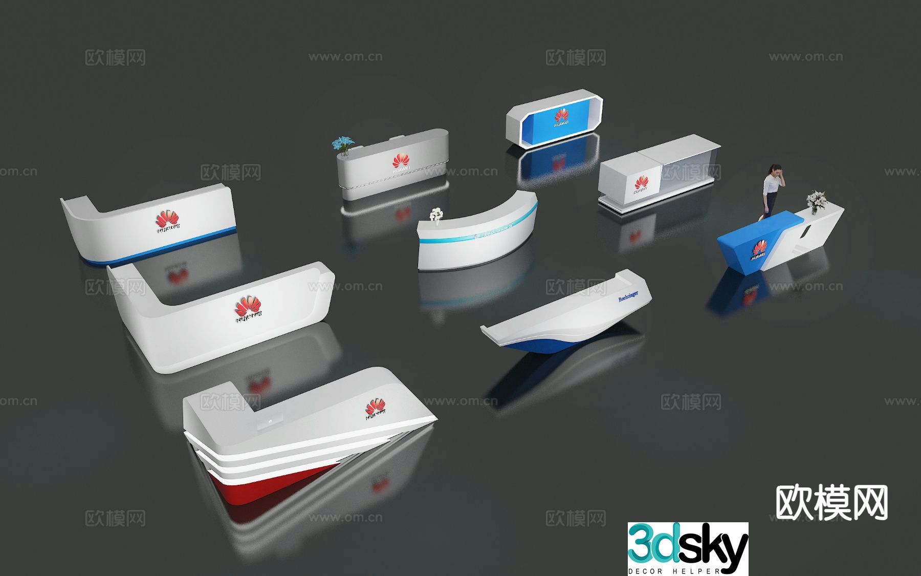 Reception desk exhibition booth information desk 3D model