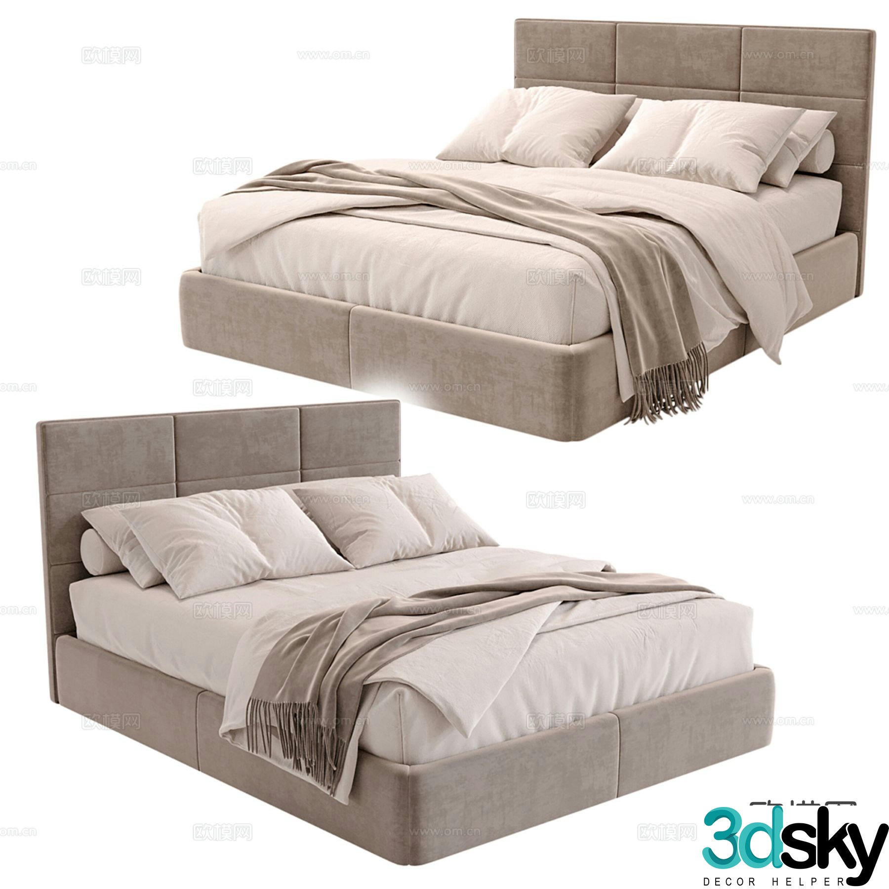 Modern double bed 3d model