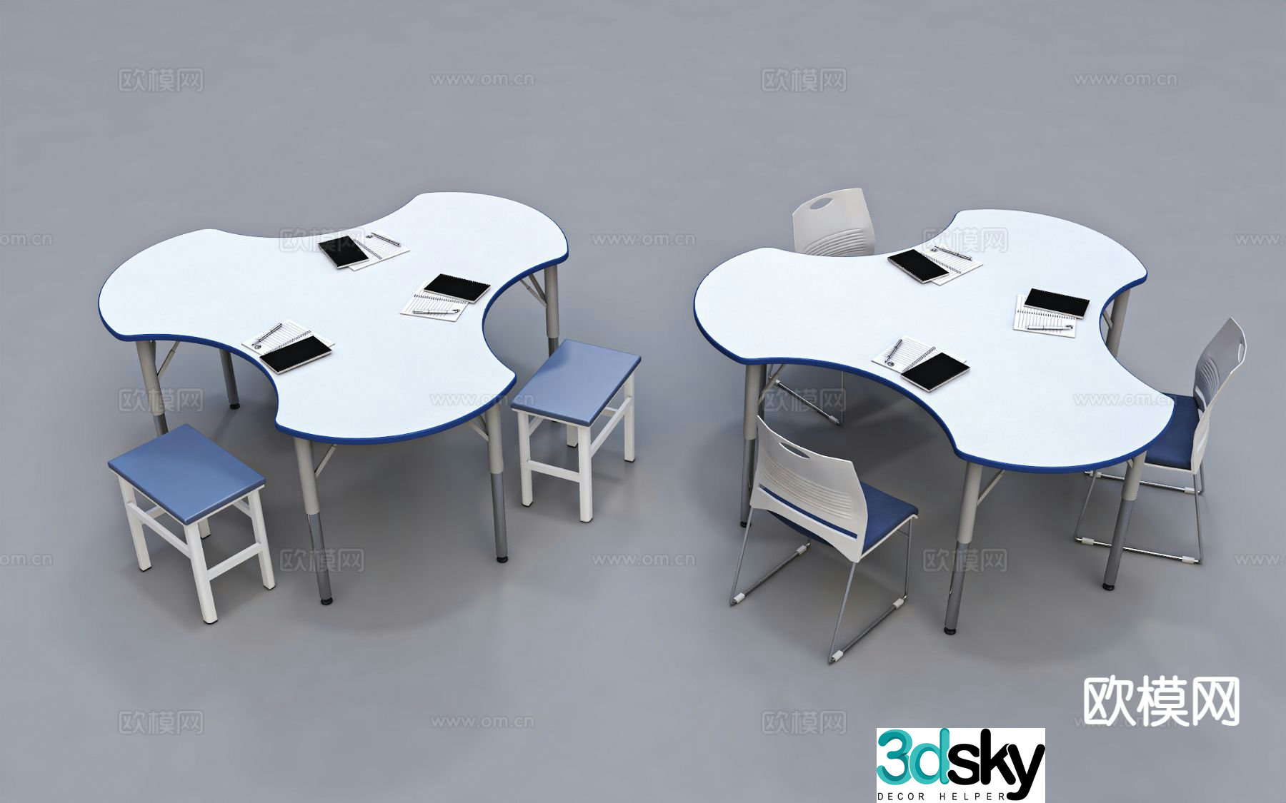 Modern conference table discussion table and chairs 3d model