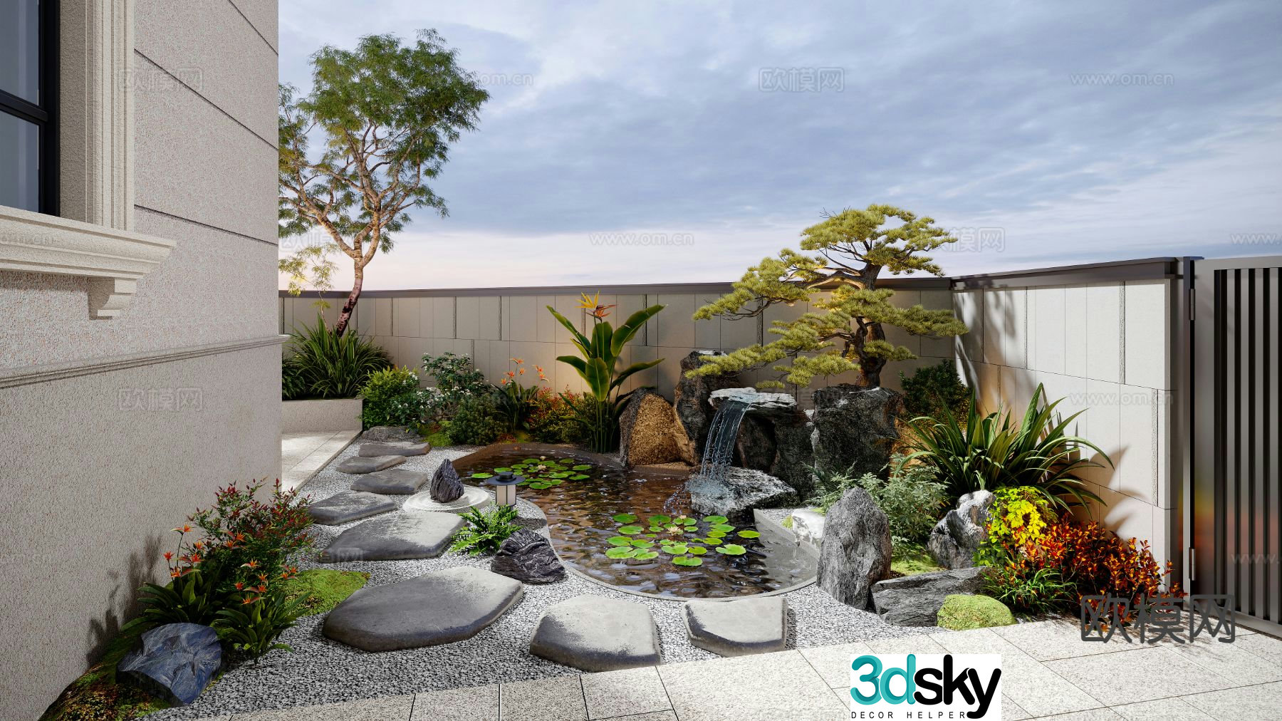 Modern courtyard garden courtyard landscape 3d model