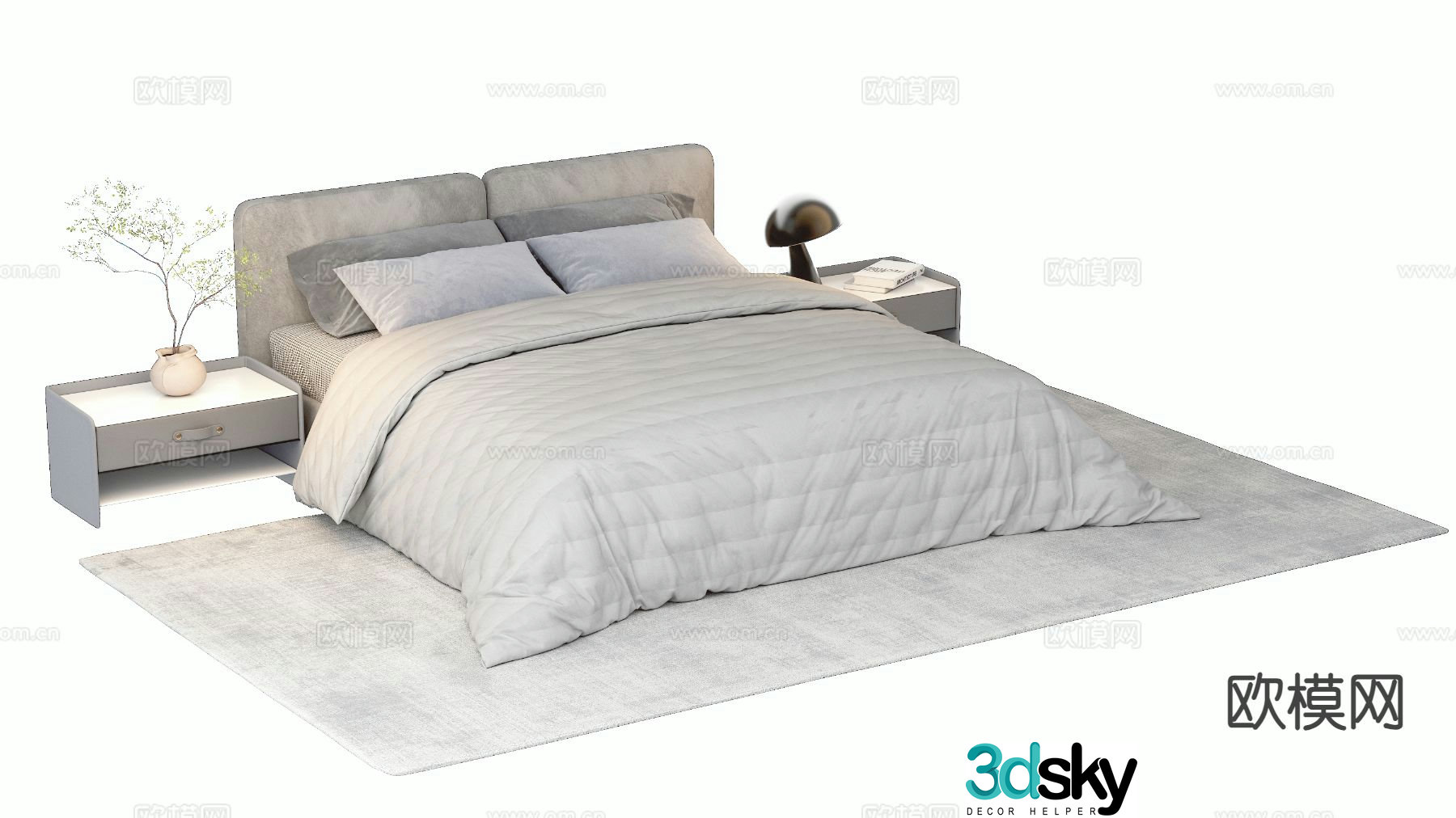 Modern double bed 3d model