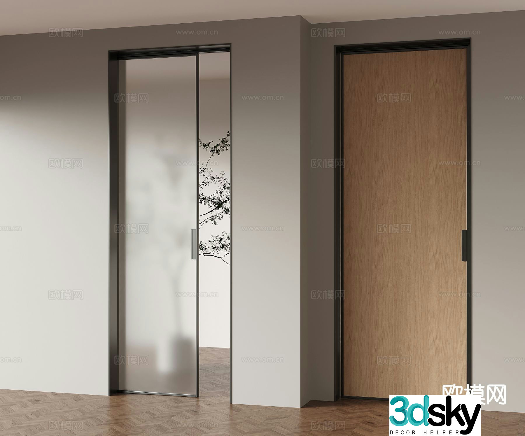 Modern sliding doors Pocket doors Built-in sliding doors 3D model
