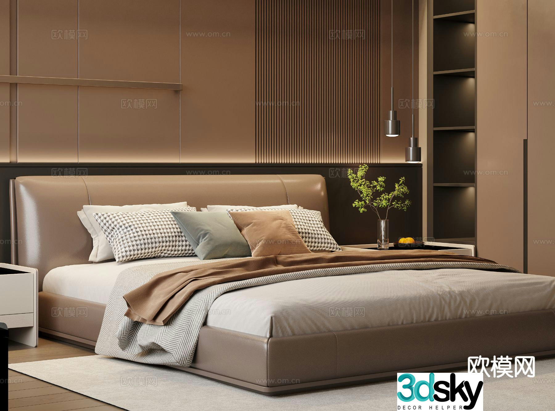 Italian double bed 3d model