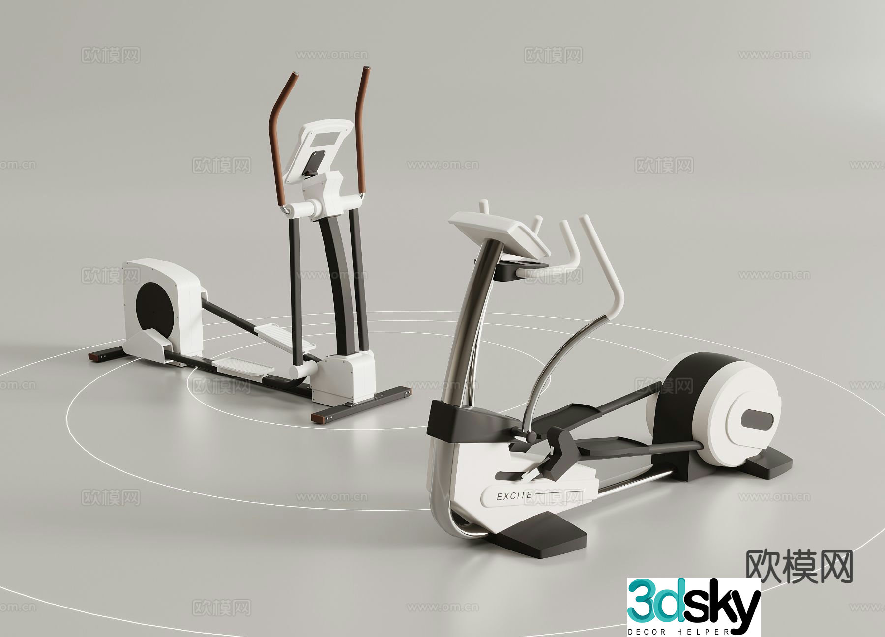 Modern sports fitness equipment treadmill 3d model