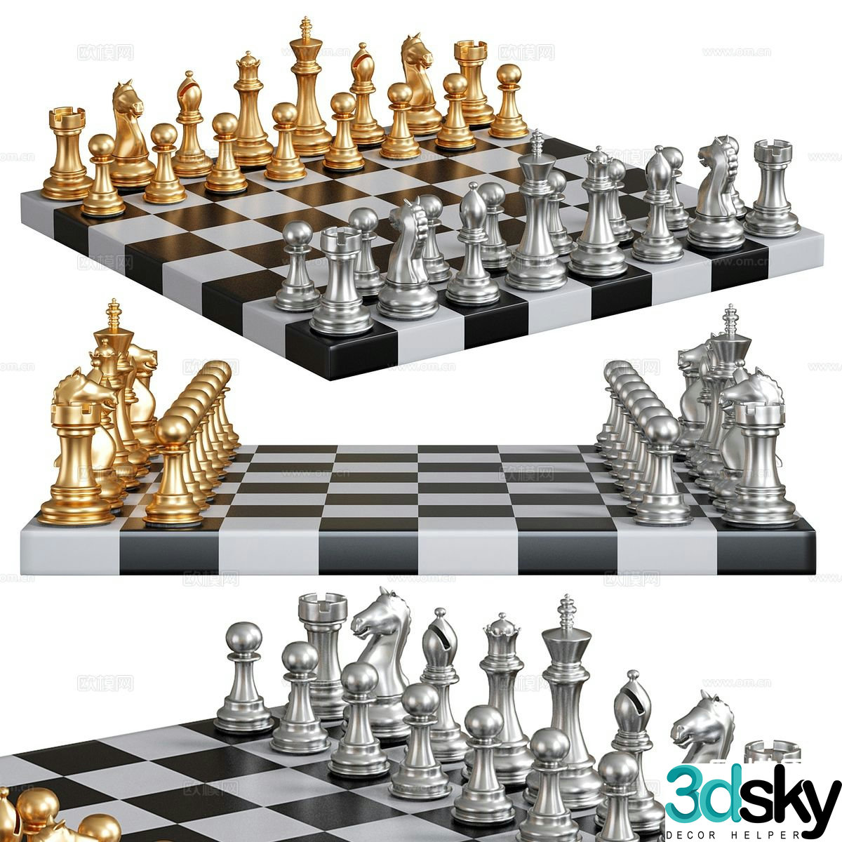 Modern chess board 3d model