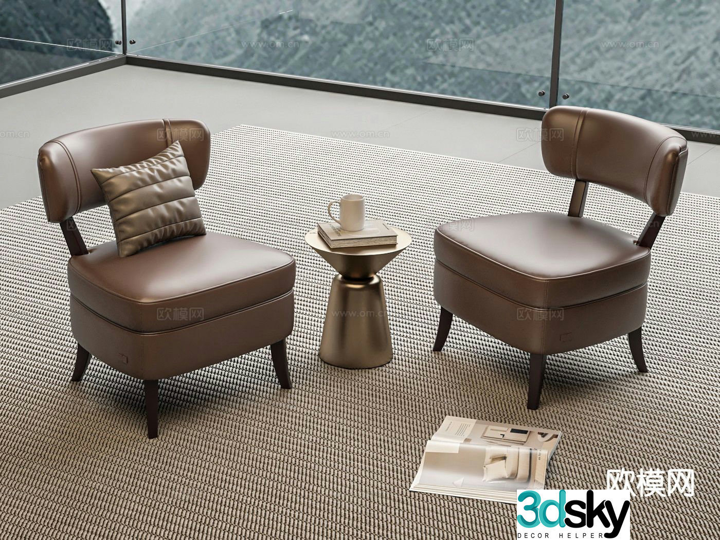Italian style chair leisure chair 3d model