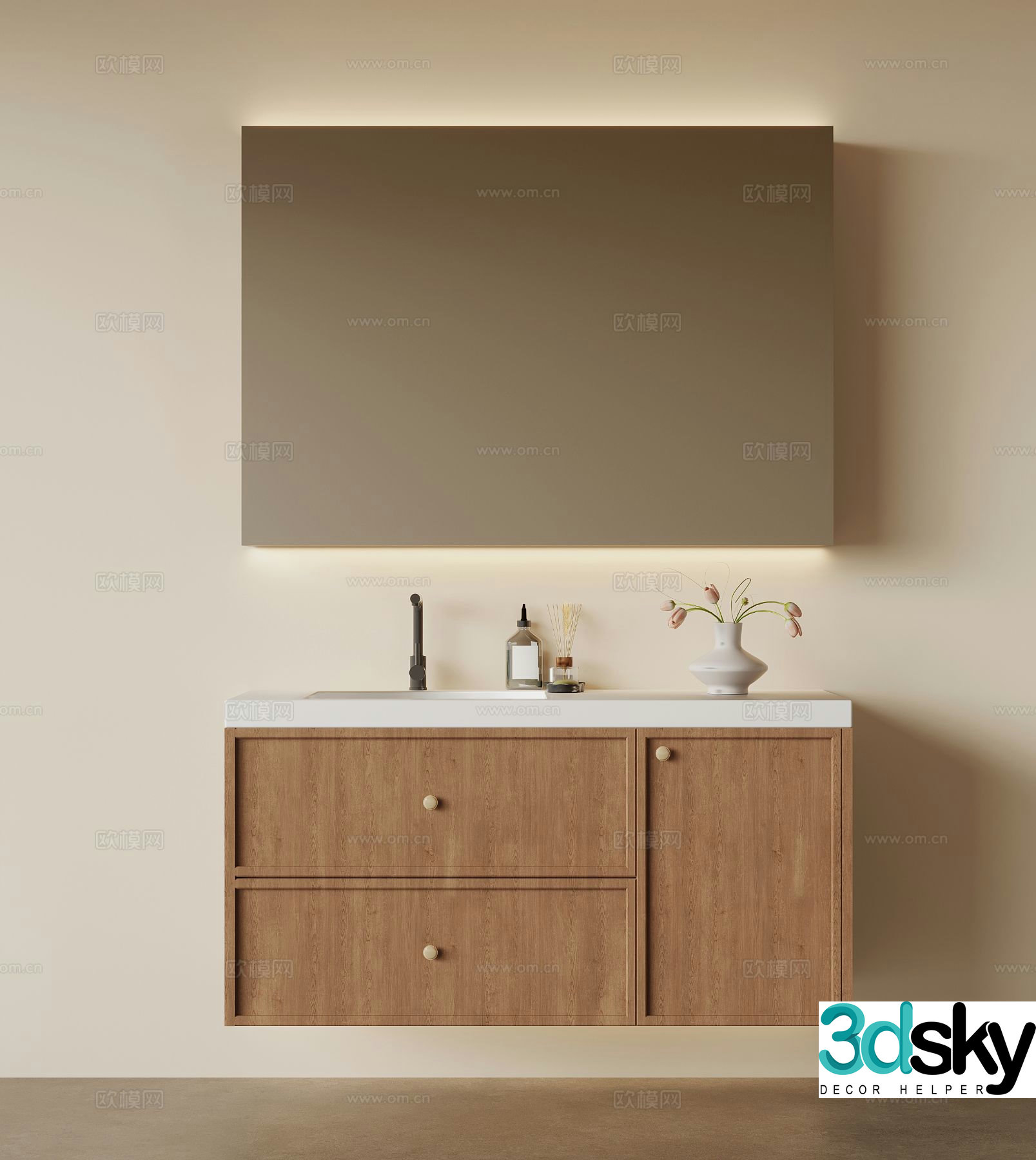 Medieval style bathroom cabinet mirror cabinet 3d model