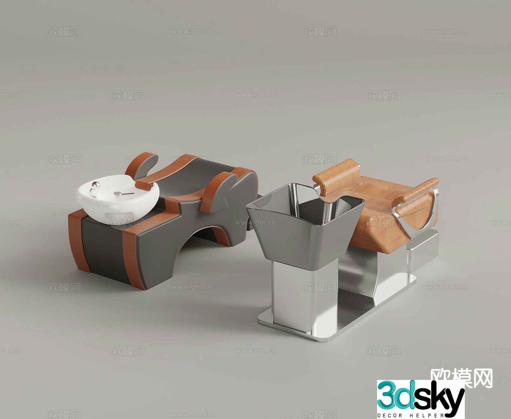 Modern shampoo chair, shampoo equipment 3d model