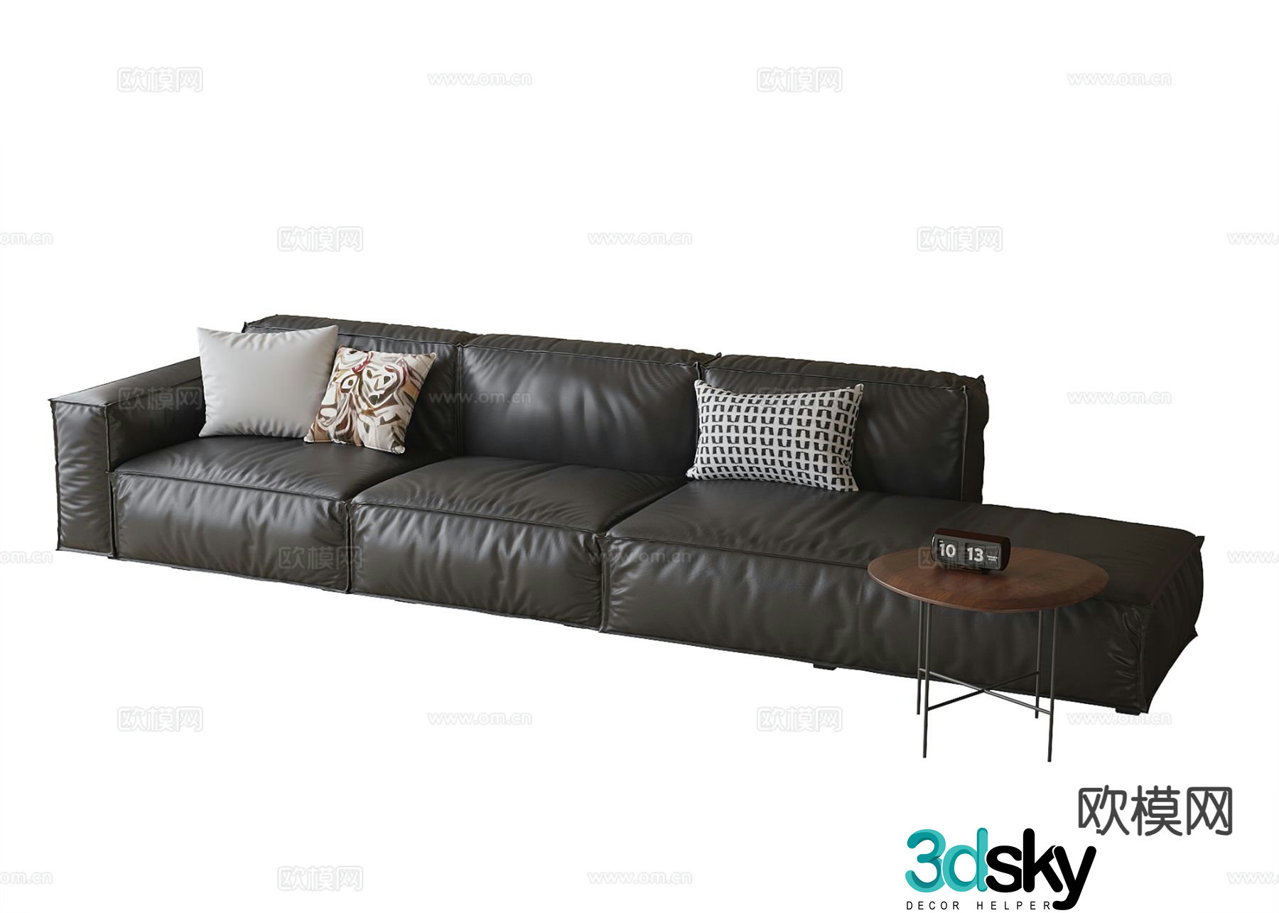Three seater sofa leather sofa 3d model