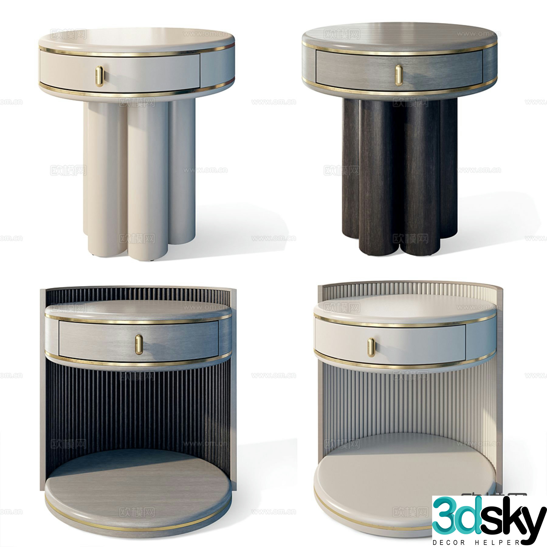 Light luxury bedside table 3D model