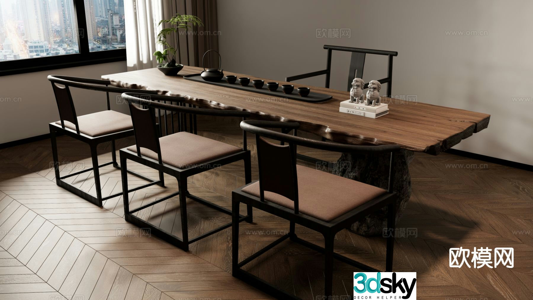 New Chinese style tea table tea table 3d model