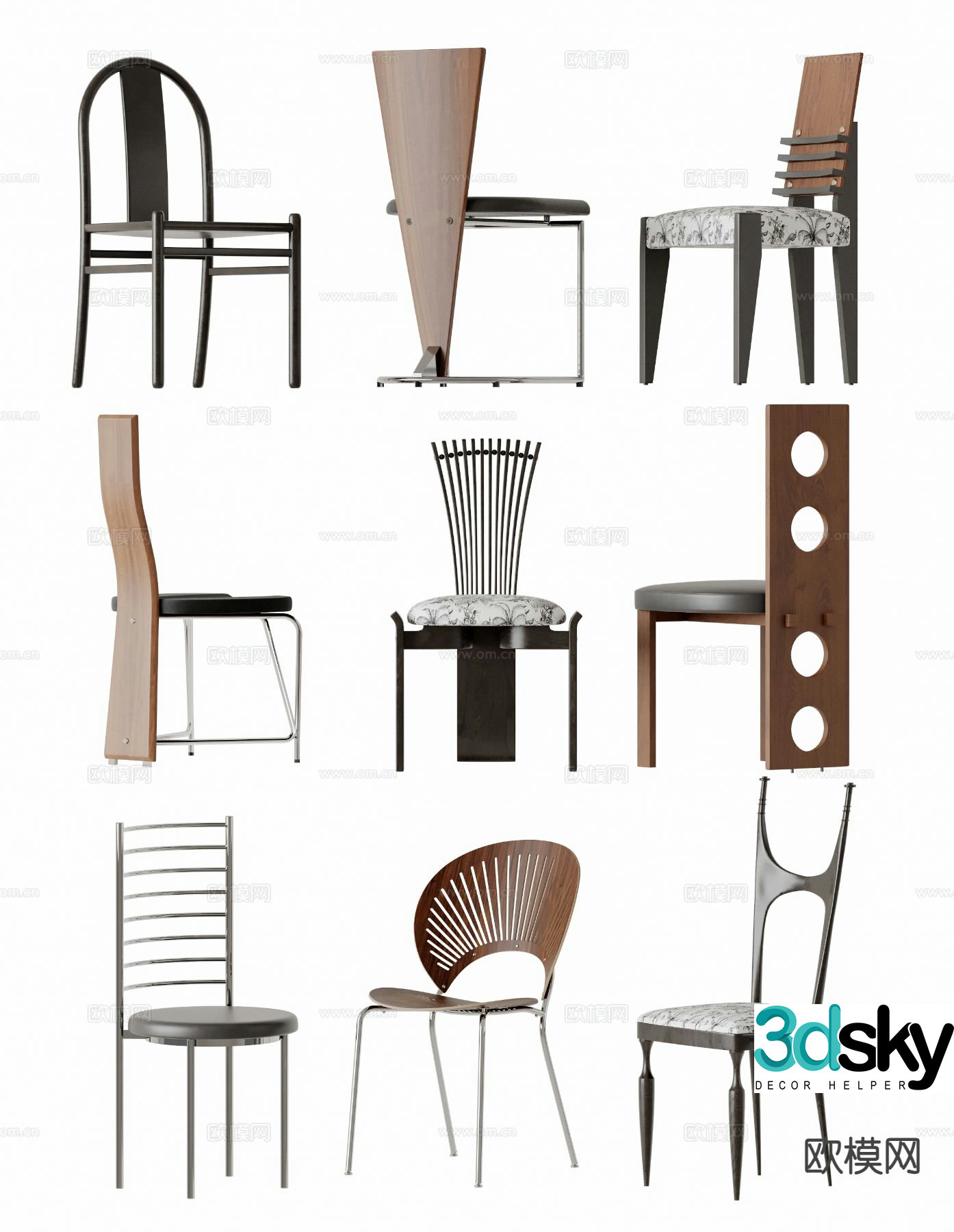 Medieval style dining chair chair single chair 3d model