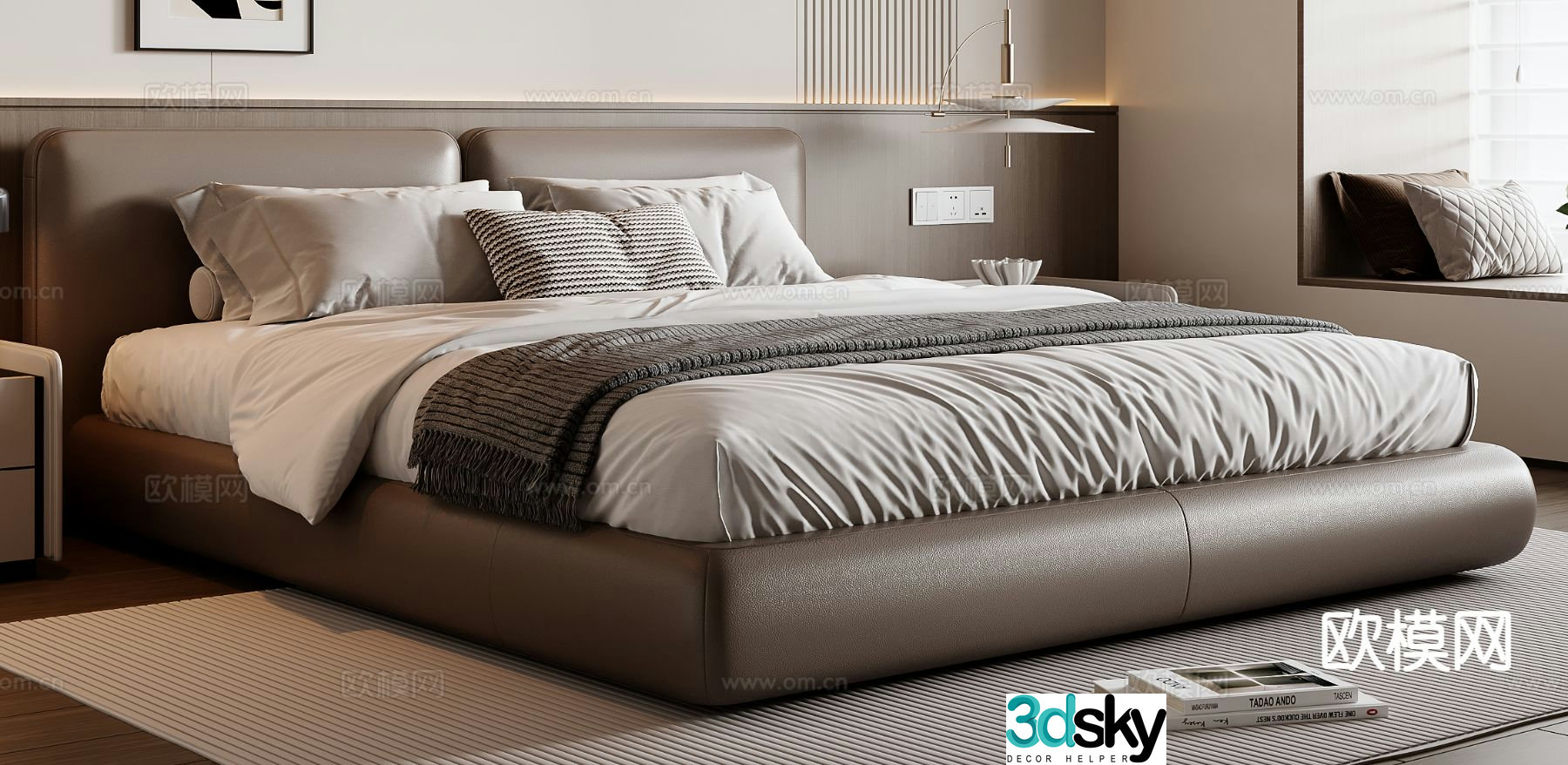 Italian double bed 3d model