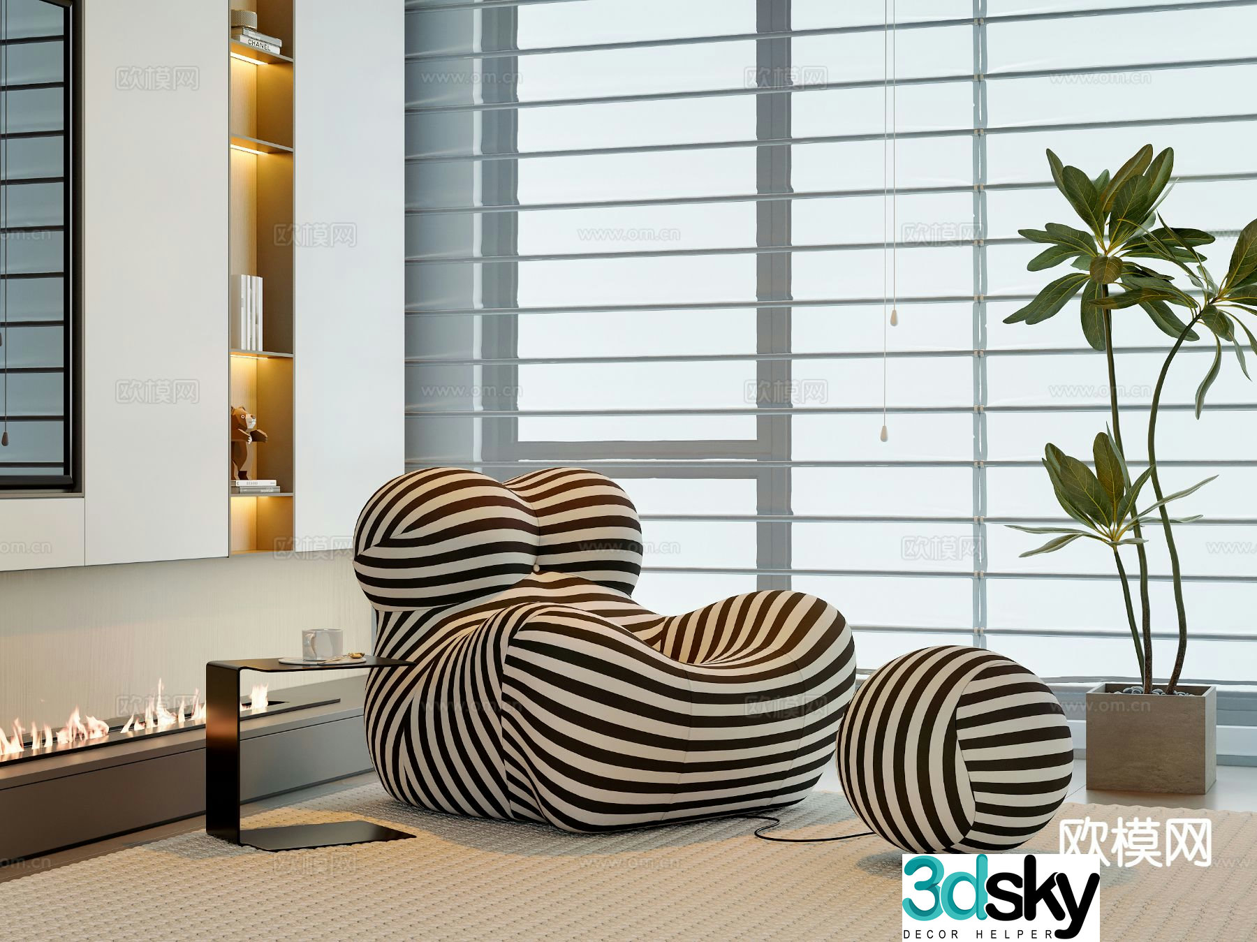 Single sofa arm sofa 3d model