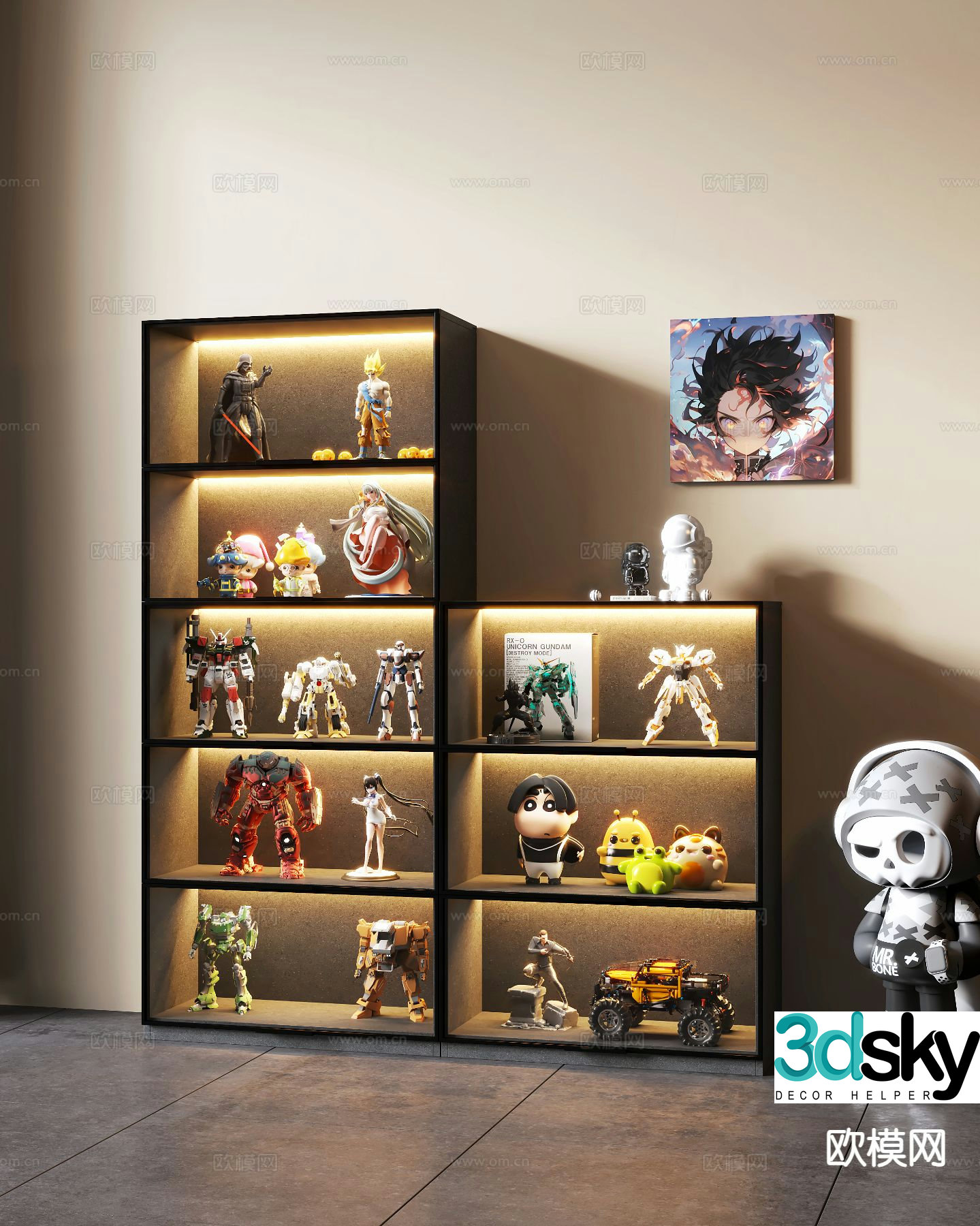 Modern glass figure cabinet display cabinet 3d model