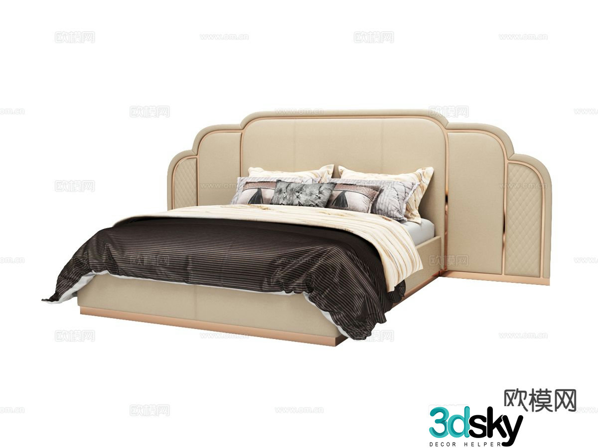 visionnaire light luxury double bed 3d model