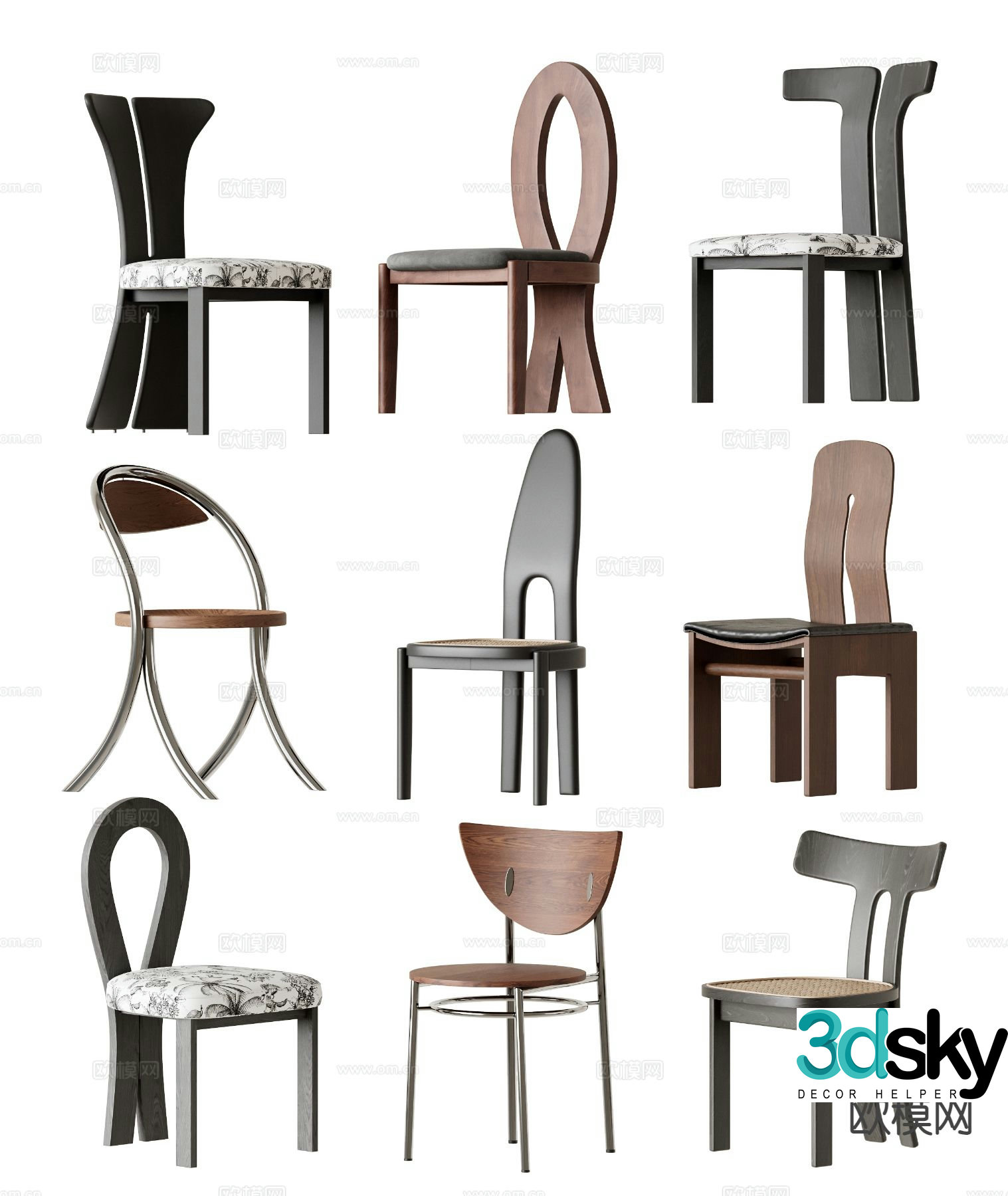 Medieval style dining chair chair single chair 3d model