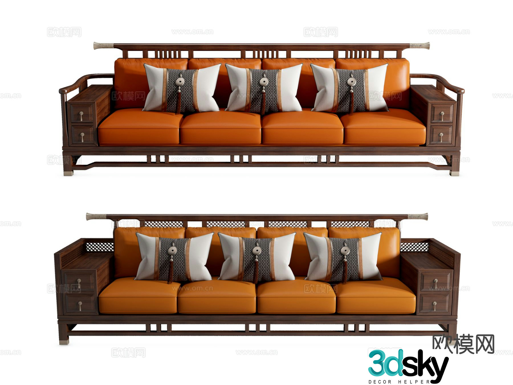 New Chinese-style direct sofa multi-person sofa 3D model