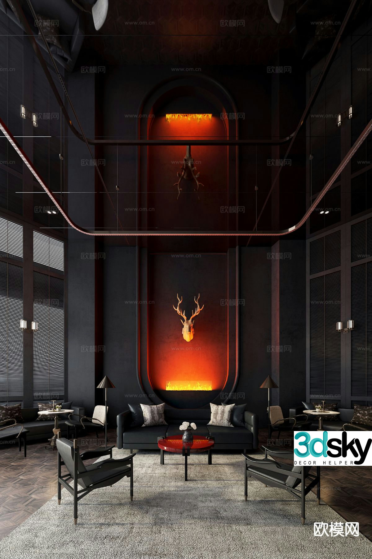 Matrix vertical and horizontal sales office negotiation area 3D model