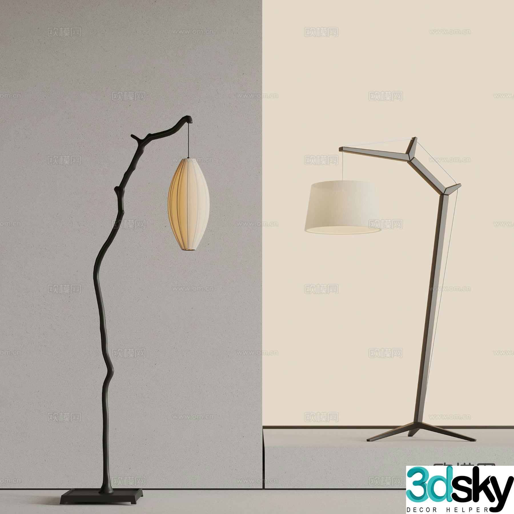 New Chinese floor lamp 3D model