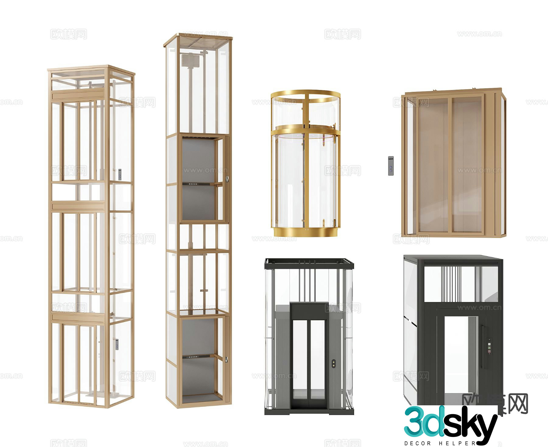 Modern sightseeing elevator elevator car shopping mall elevator 3d model