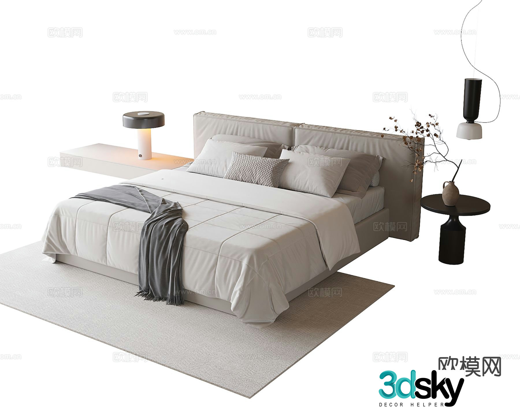 Modern double bed 3d model
