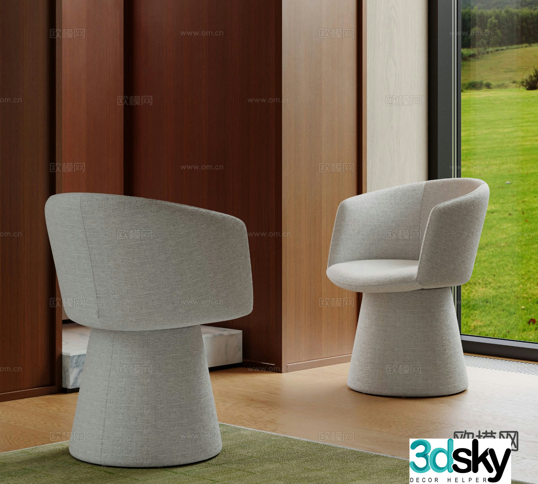 Modern fabric single chair chair dining chair 3d model