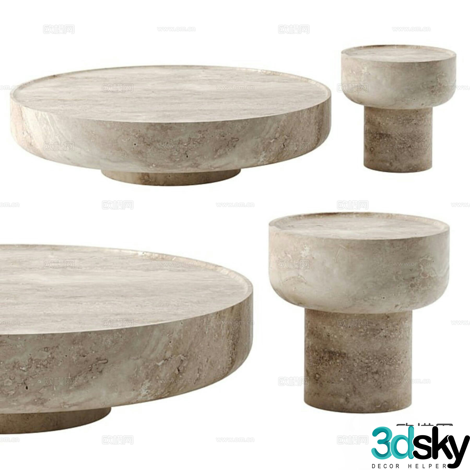 Wabi-sabi style coffee table 3D model of mother-in-law coffee table