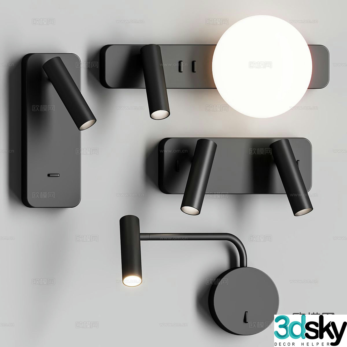 Bedside wall lamp reading wall lamp 3d model