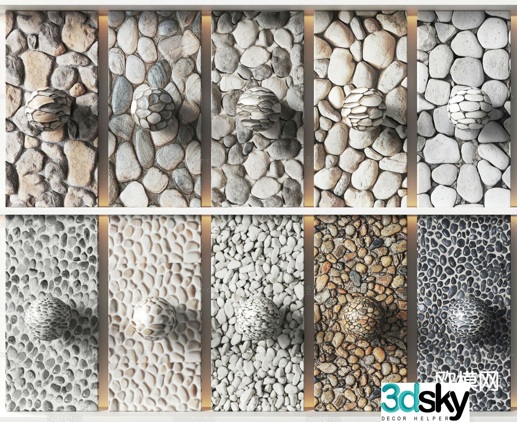 Modern cobblestone paving 3d model
