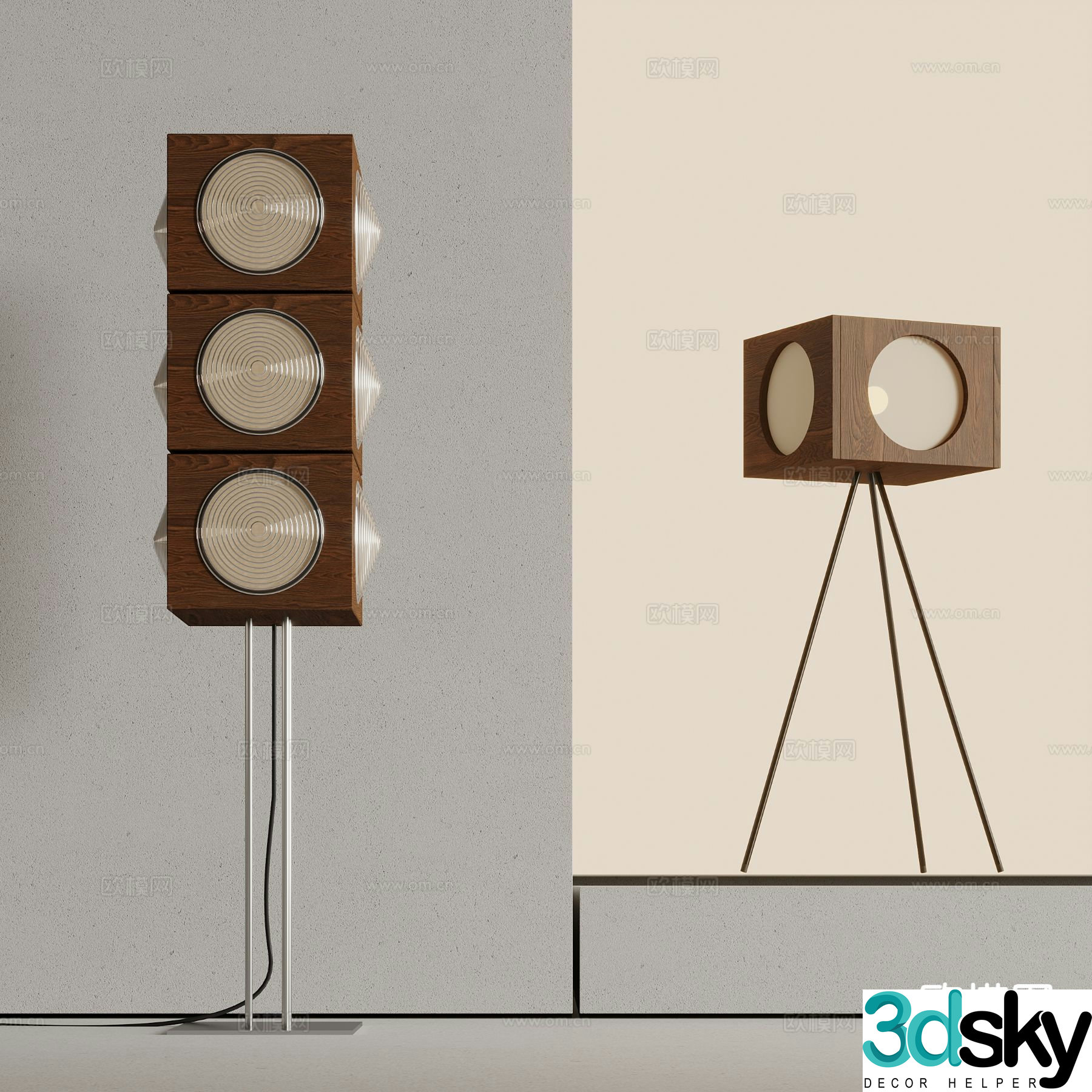 Middle-aged floor lamp 3d model