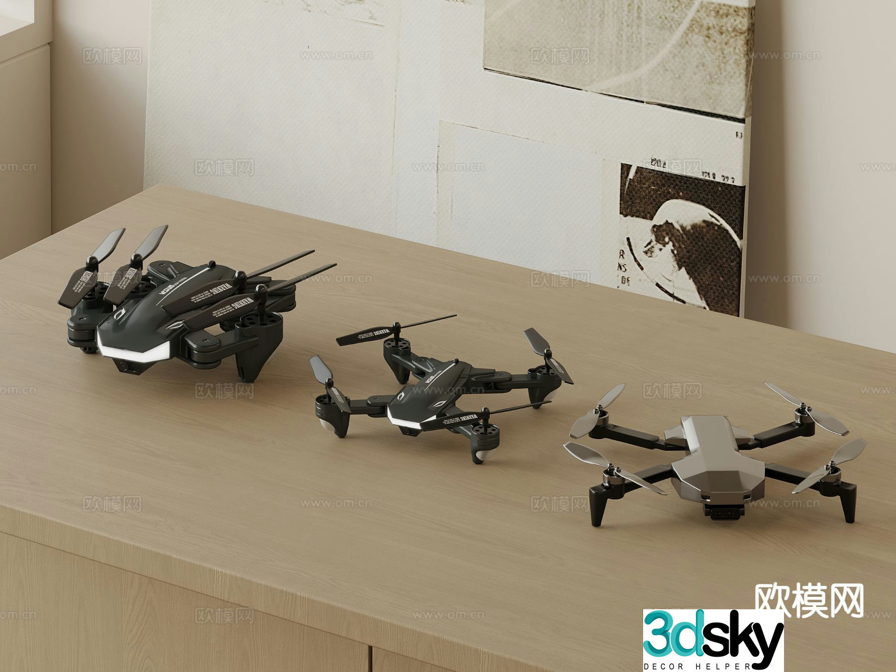 Modern drone remote control aircraft smart aircraft 3d model