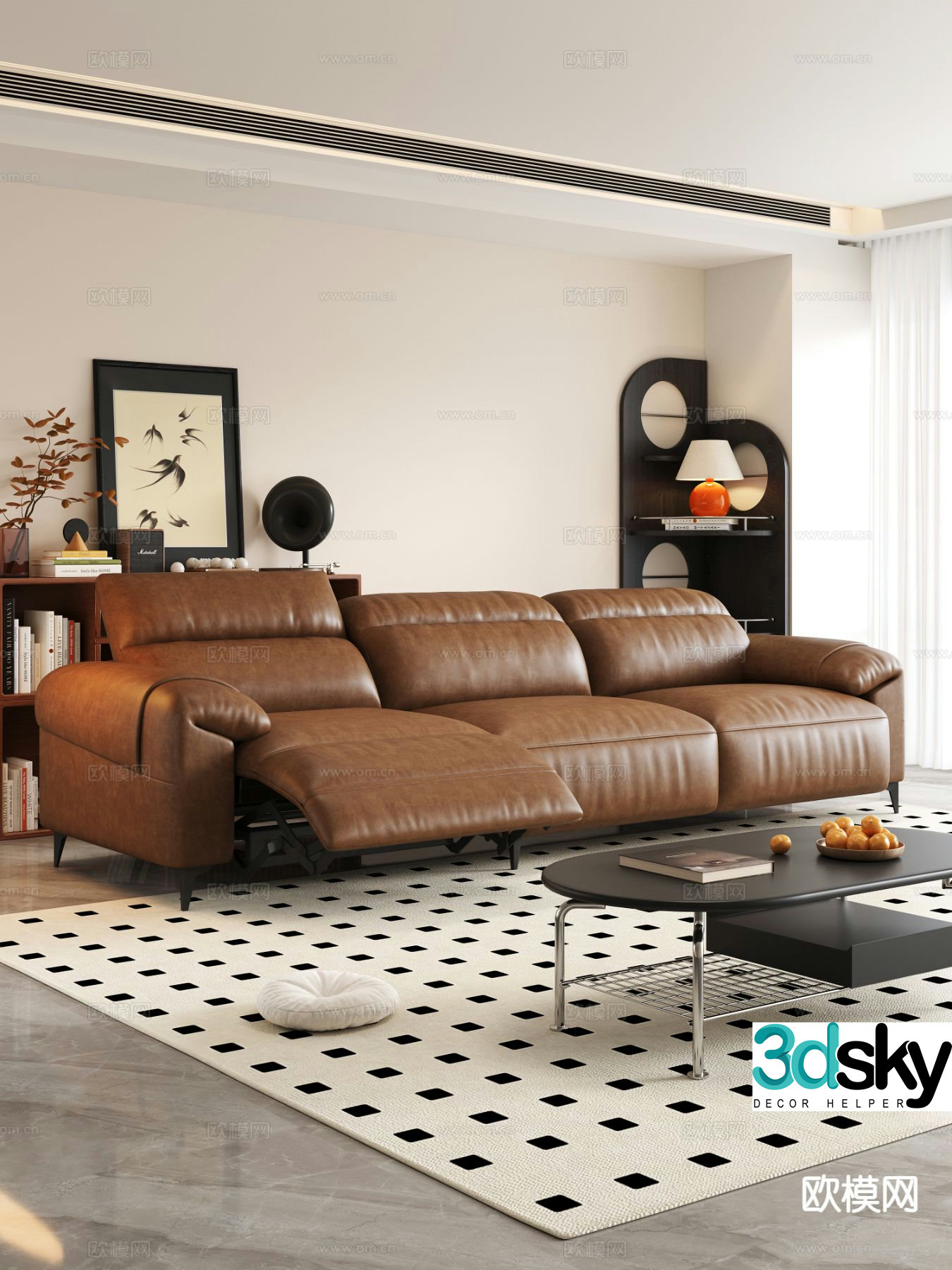 Medieval style three-person sofa functional sofa electric sofa 3d model