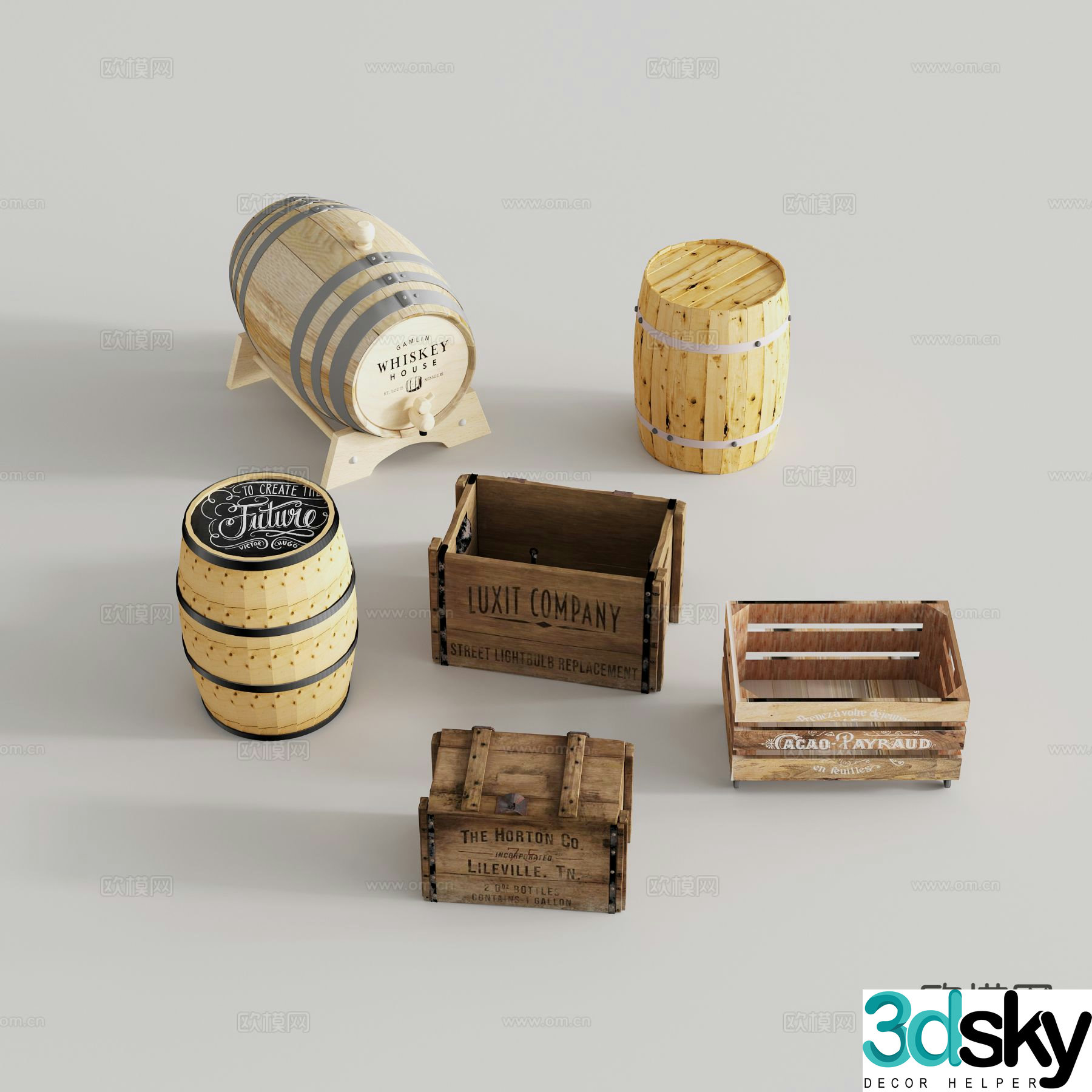Modern wooden box express box storage box tool box packing box beer box 3d model