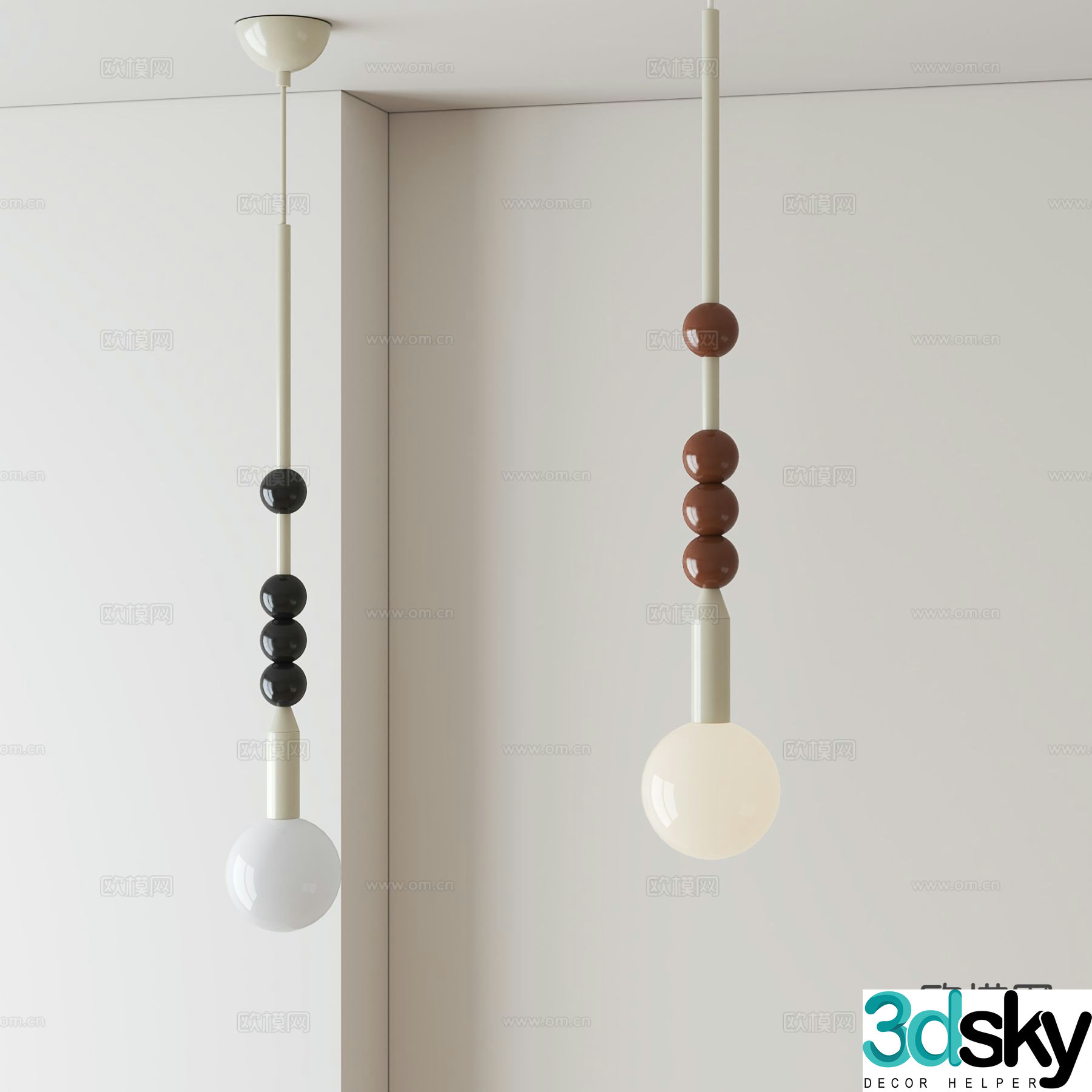 Creamy Spherical Pendant 3D Model