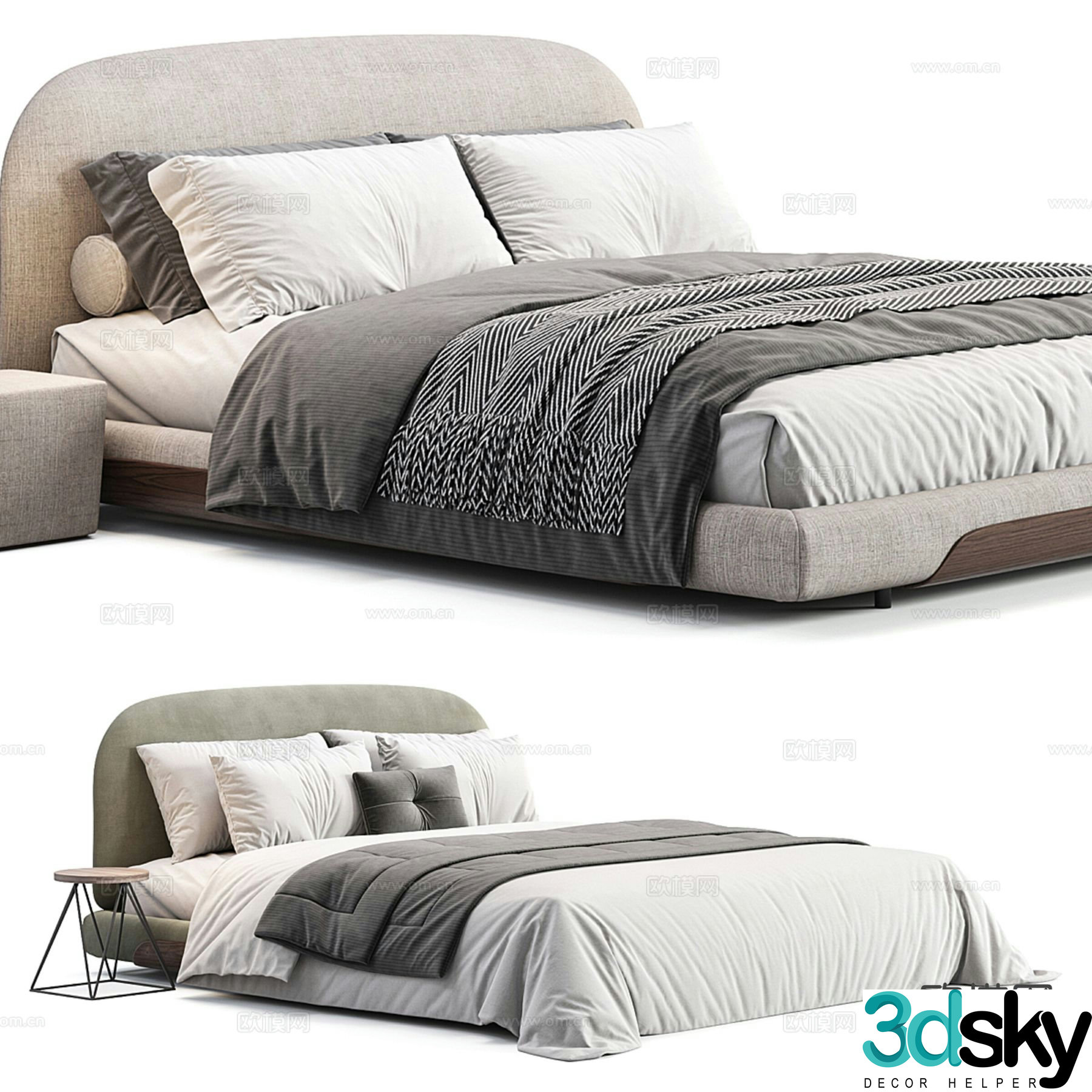 Modern double bed 3d model