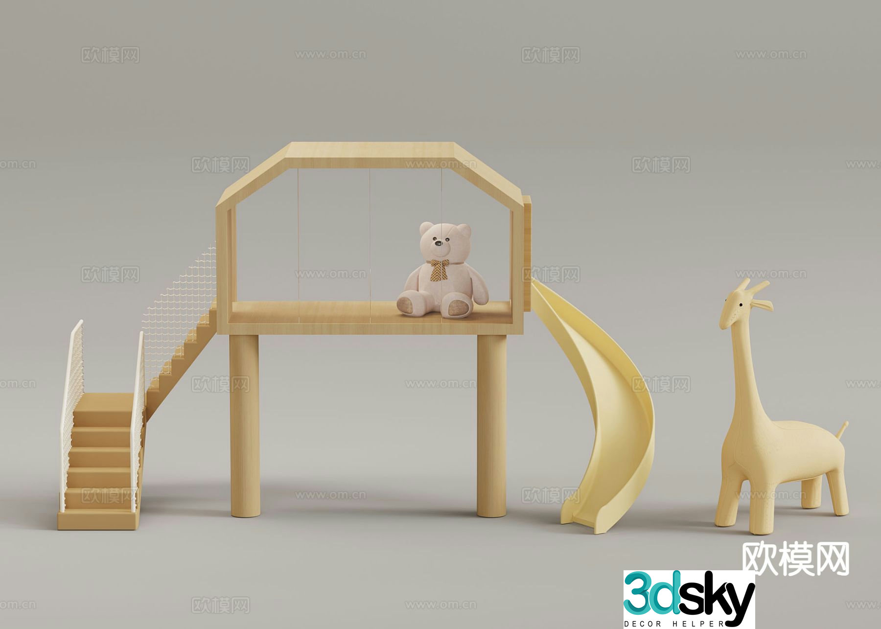 Amusement equipment children's slide toys doll 3d model