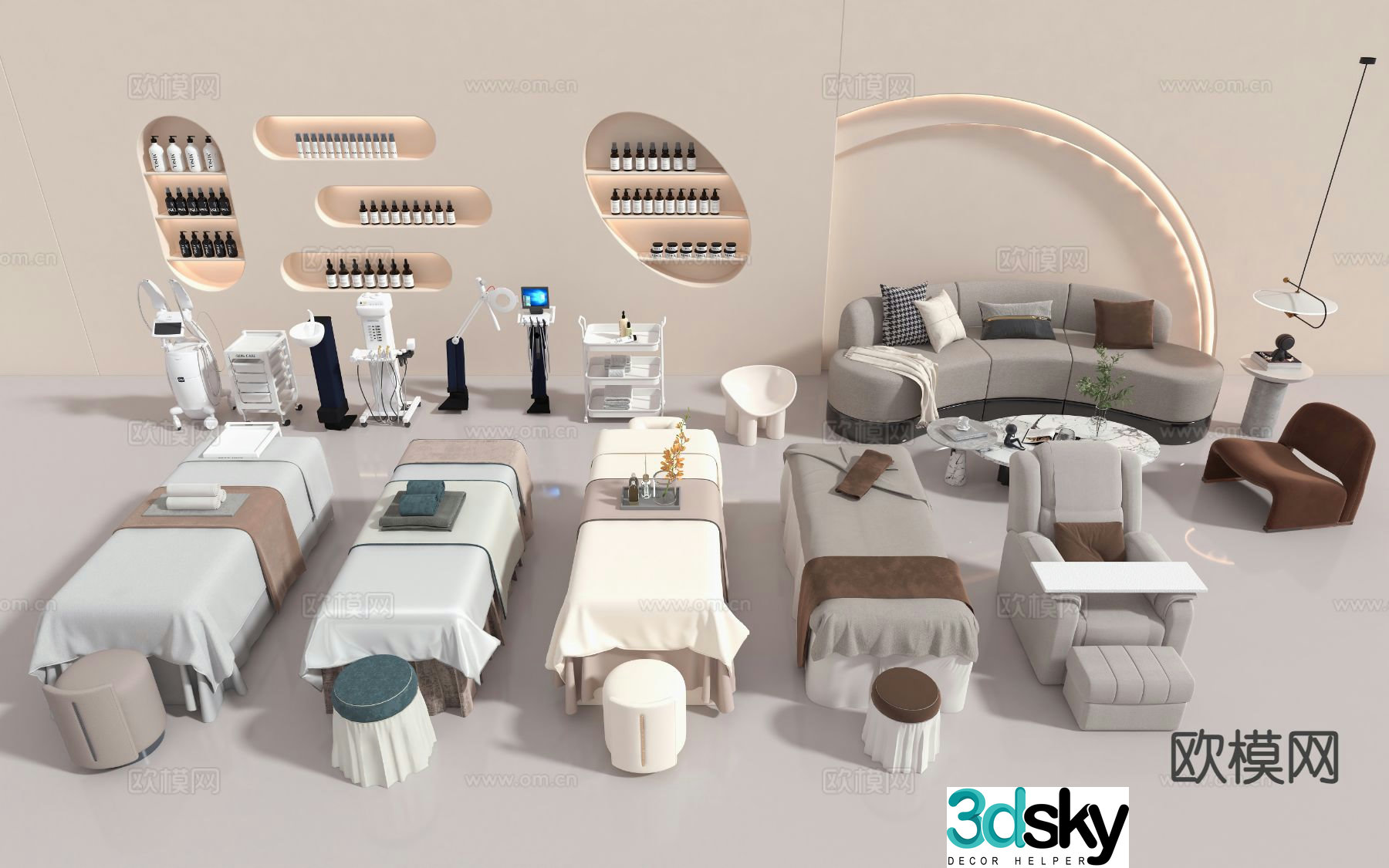 Beauty SPA massage bed physiotherapy bed shampoo bed 3d model