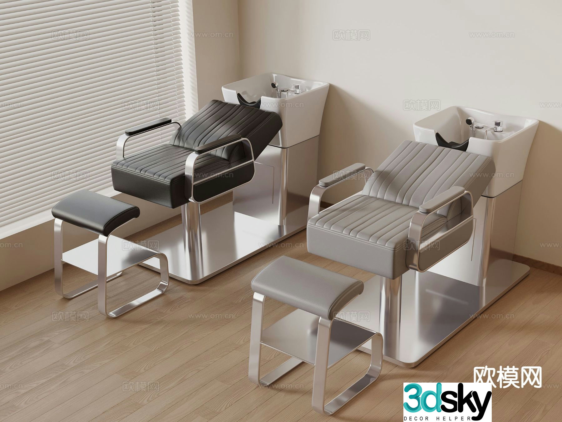 Modern hairdressing equipment shampoo chair 3d model