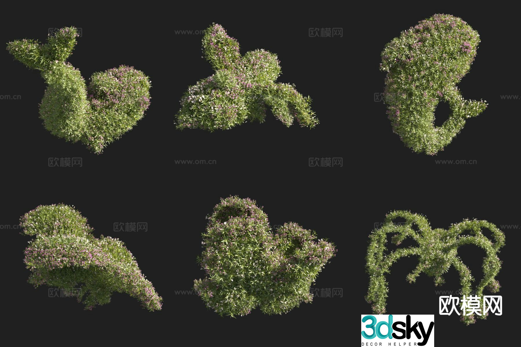 Pansy-shaped bush 3d model
