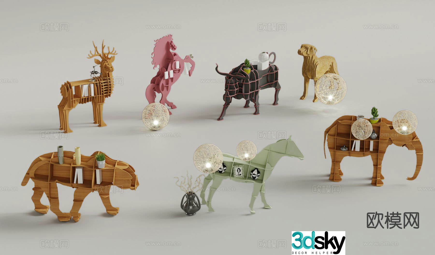 Children’s animal bookshelf 3d model