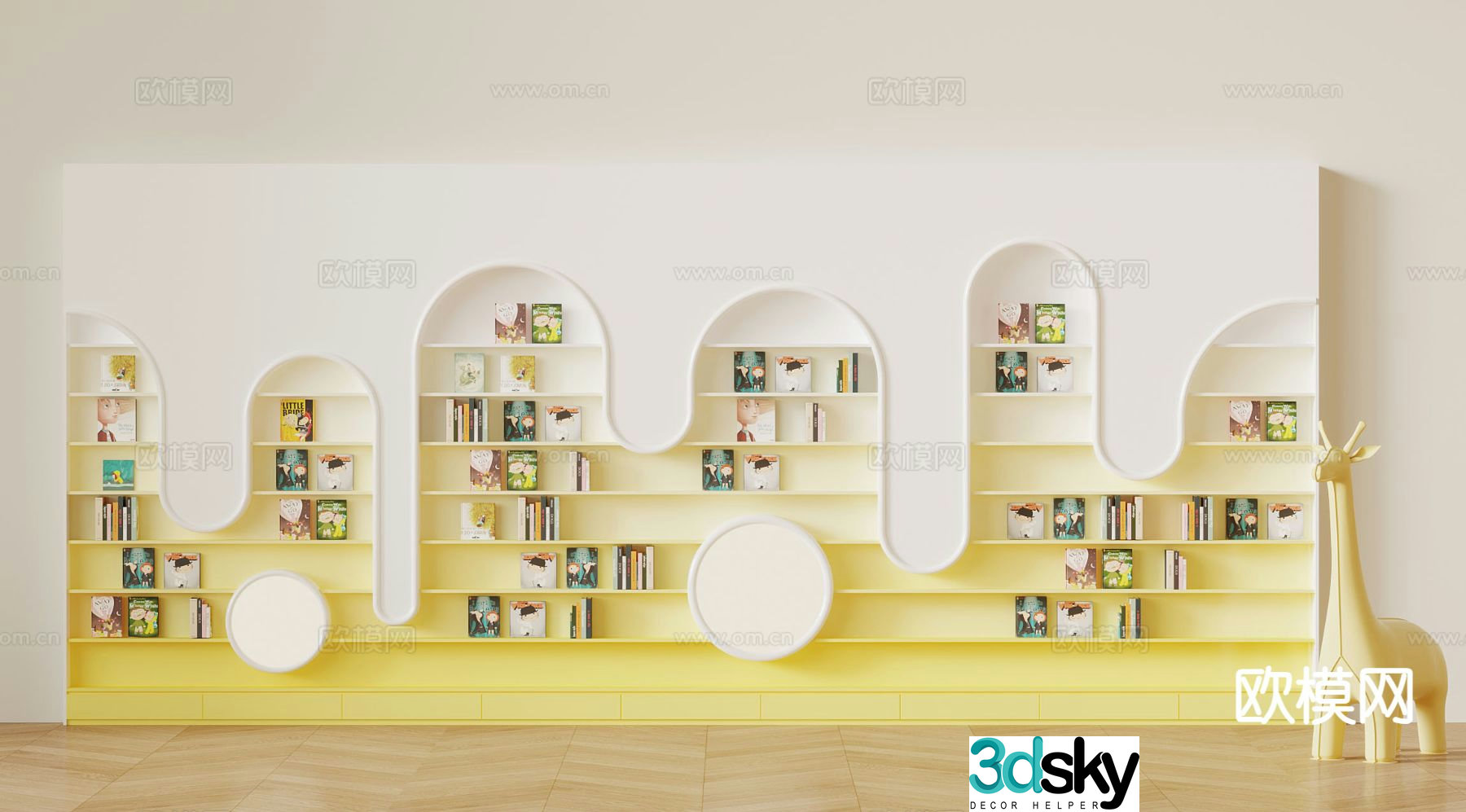 Children’s bookcase bookshelf 3d model