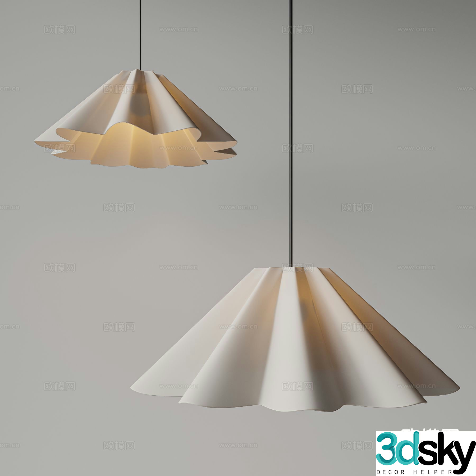 Middle-aged chandeliers folded edge chandeliers 3D model