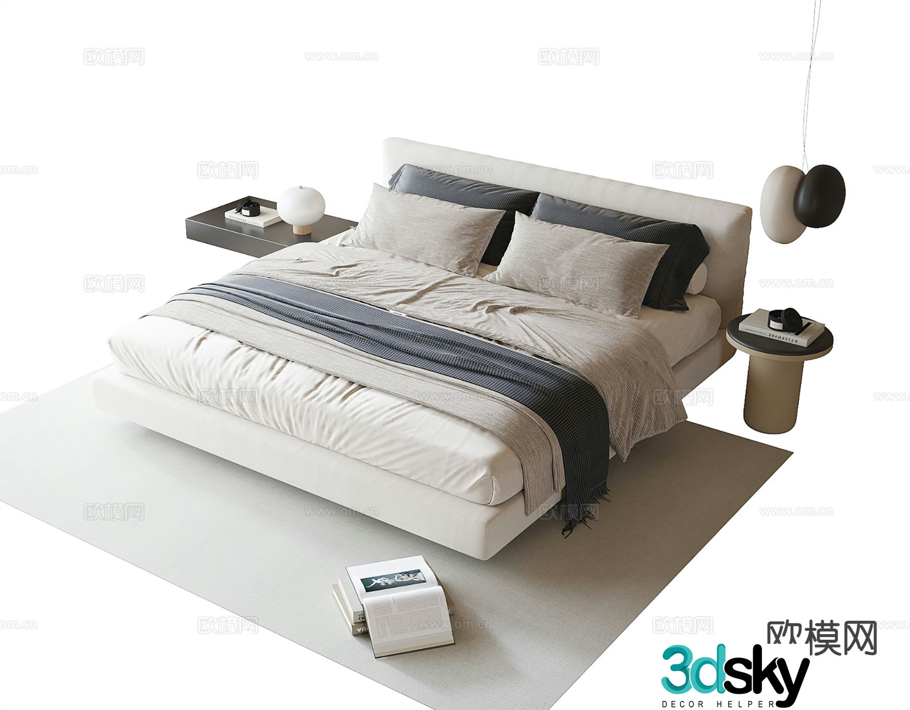 Modern double bed 3d model