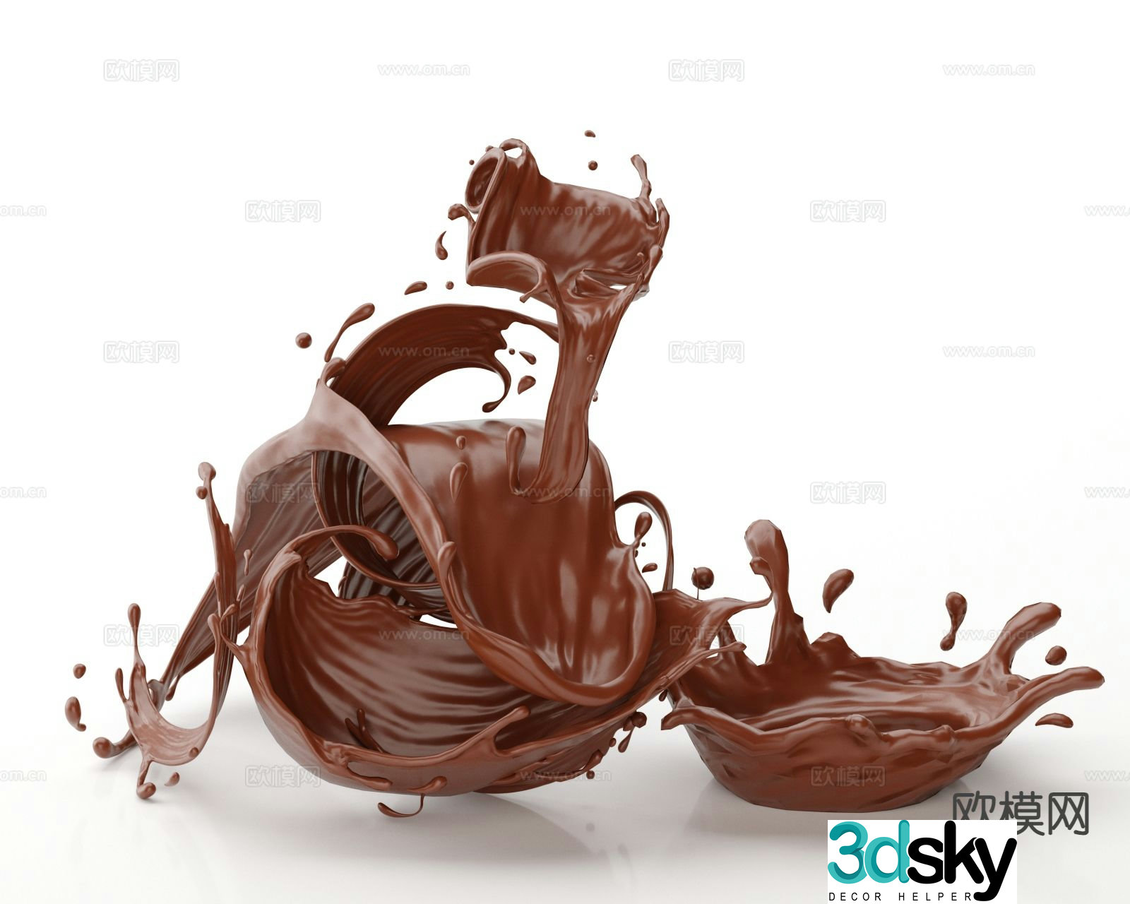 water splash chocolate sauce yogurt splash water splash fluid liquid 3d model