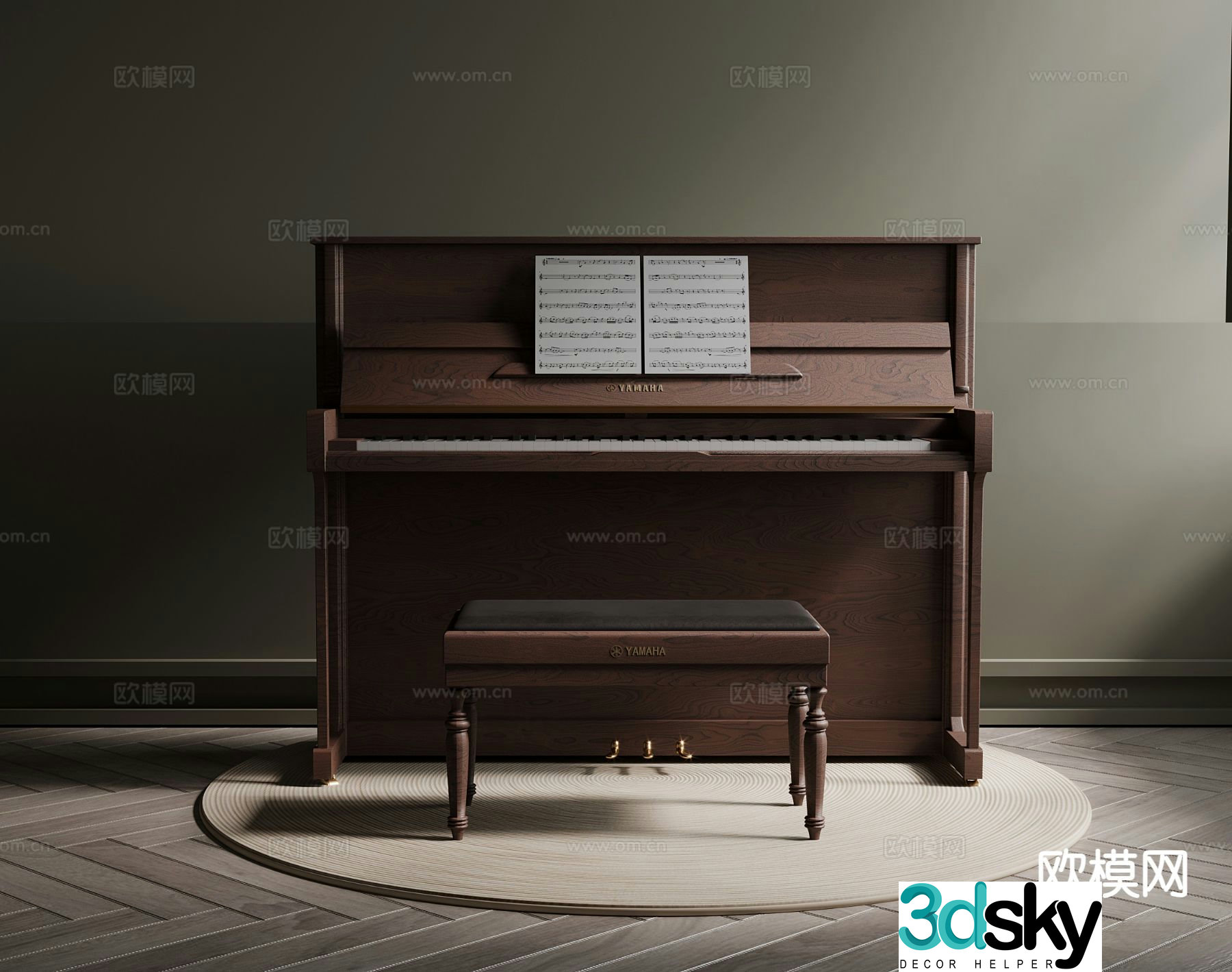 Retro piano 3d model