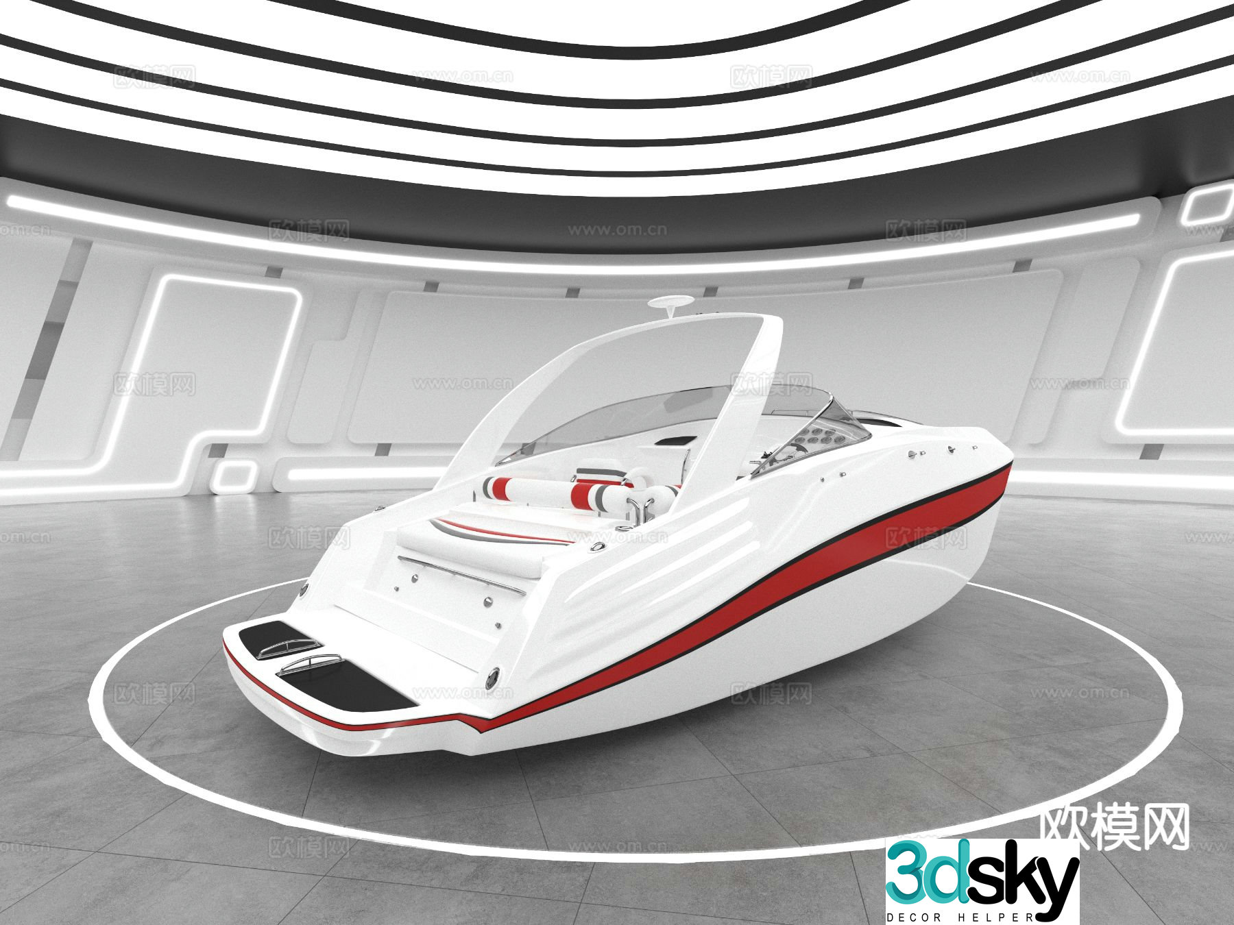 Modern Yacht Boat Motorboat 3d Model