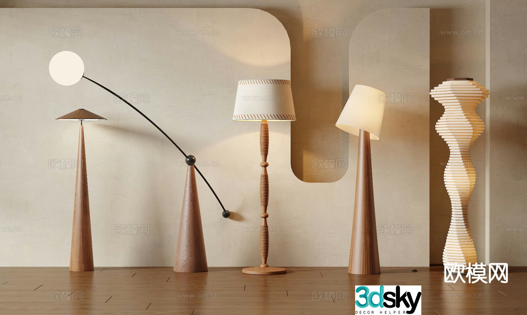 Medieval style floor lamp ambient light 3d model