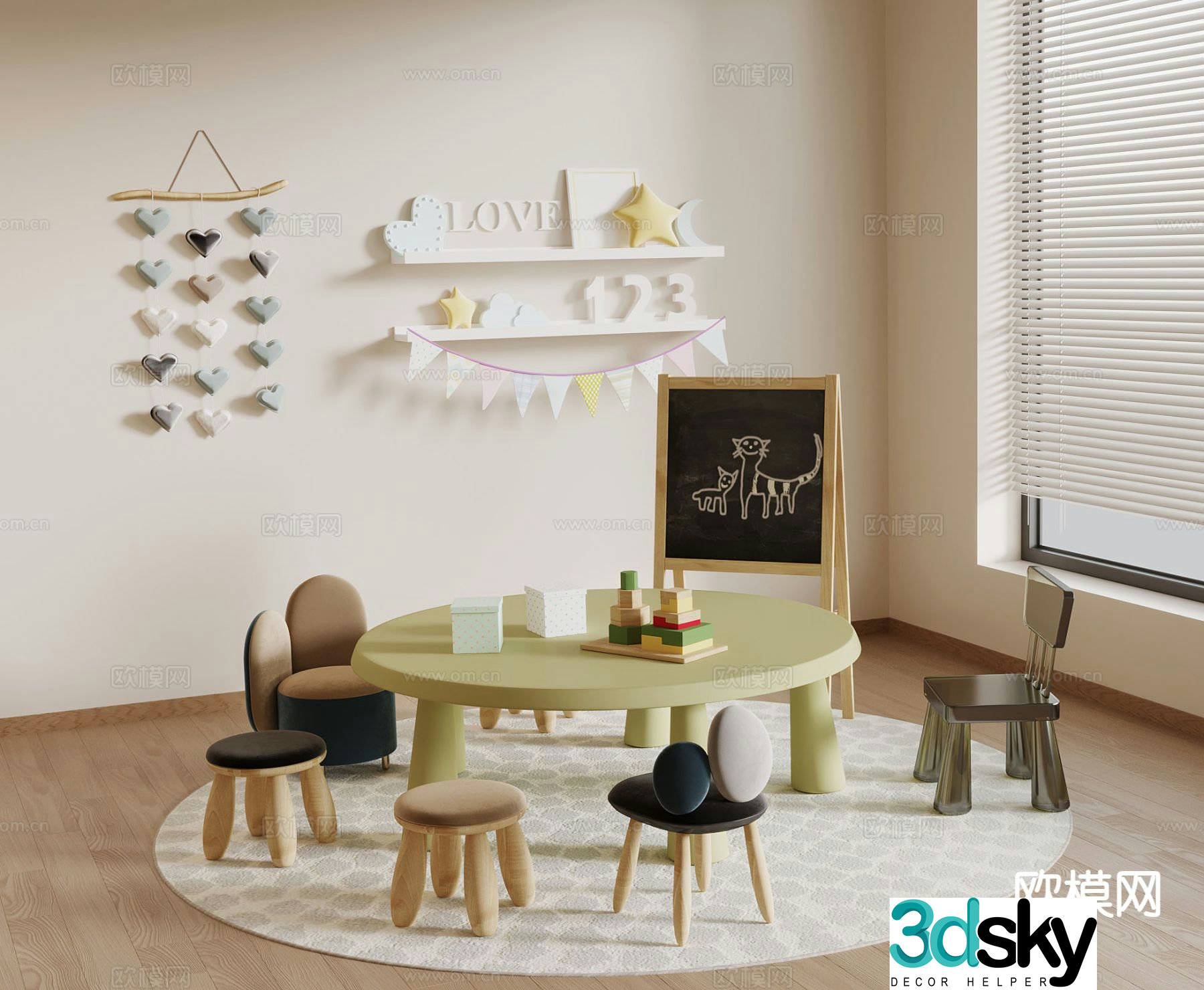 Modern children’s tables and chairs children’s toys 3d model