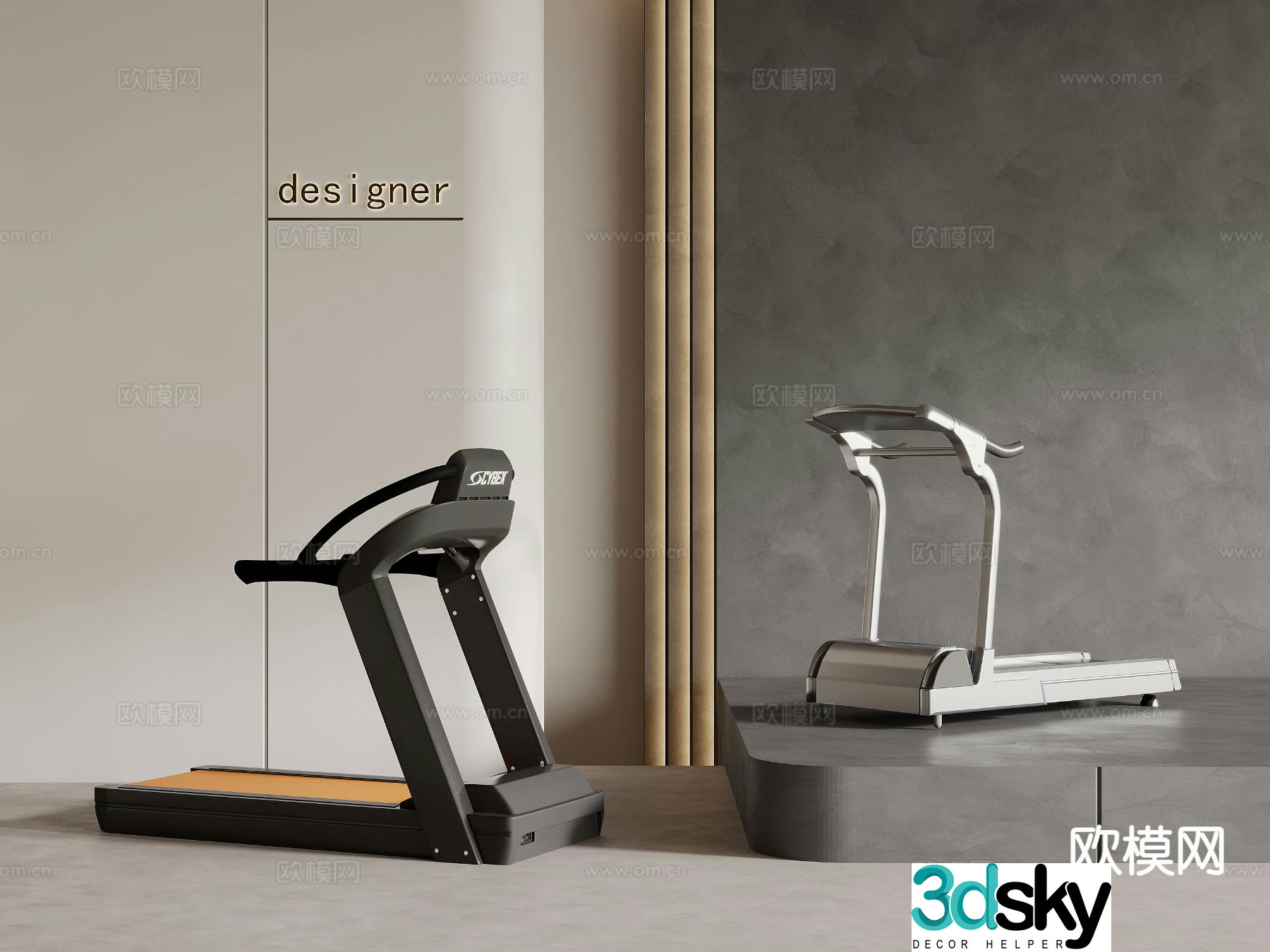 Modern sports equipment treadmill 3d model